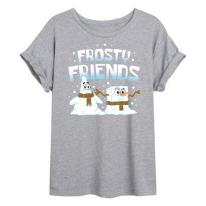 Women's - SpongeBob SquarePants - Frosty Friends Oversized Graphic T-Shirt - 1 of 4