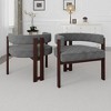 Vynxaria Gray Modern Teddy Upholstered Barrel Accent Chairs - Set of 2 - 3 of 4