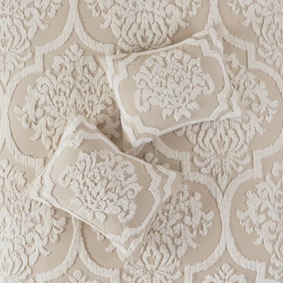 Viola Taupe Full/Queen Cotton Chenille Damask Duvet Set