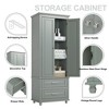 Freestanding Storage Cabinet, Tall Storage Cabinet with 2 Doors 2 Drawers Sturdy Storage Cabinet For Bathroom Kitchen Living Room Bedroom Storage - image 2 of 4