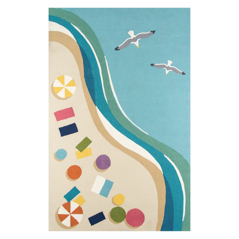 3&#39;9&#34;x5&#39;9&#34; Bird Hooked Accent Rug Blue - Momeni, 1 of 7