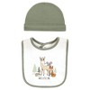 Hudson Baby Infant Boy Cotton Bib and Caps Set, Forest Animals, One Size - image 3 of 4