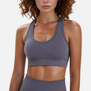 Anna-Kaci Active Women's Seamless Racerback Sports Bra with Ribbed Hem and Scoop Neckline for Medium Support - 1 of 4