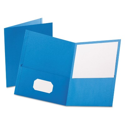 Oxford Twin-Pocket Folder Embossed Leather Grain Paper Light Blue 25/Box 57501