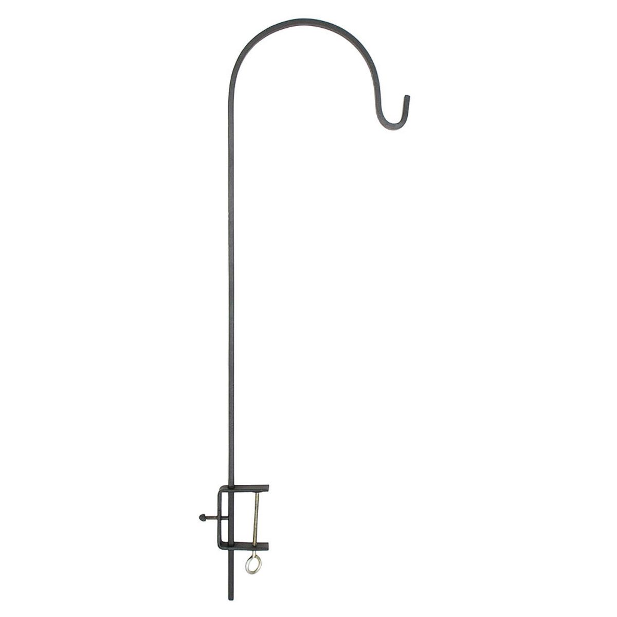 Achla Designs 41.5" Iron Deck Rail Shepherd's Pole with Adjustable Bird Feeder Black Powder Coat Finish