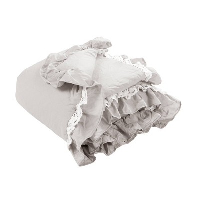 Lush Décor Ella Shabby Chic Ruffle Baby Lace Throw Blanket - Gray