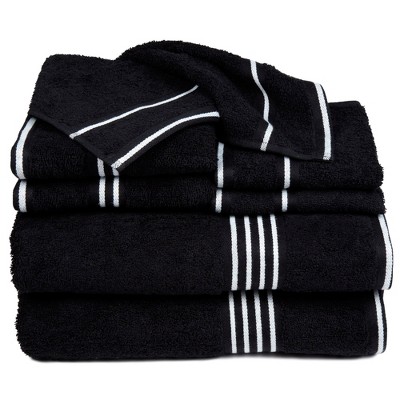 Black and white outlet striped towel sets