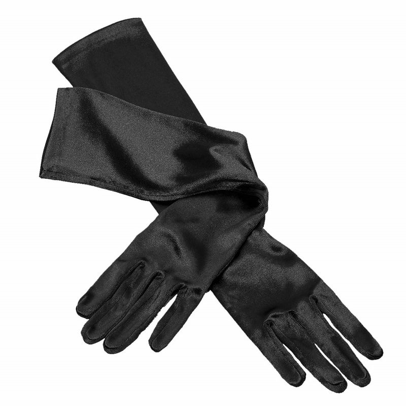 Skeleteen Womens Satin Opera Gloves Costume Accessory - Black, 3 of 7