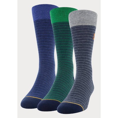 Signature Gold by GOLDTOE Men's Embroidery Striped Crew Socks 3pk
