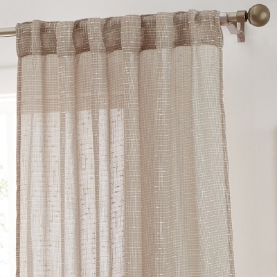 HLC.ME Emily Faux Linen Semi Sheer Light Filtering Back Tab Pocket Lightweight Window Curtains Drapery, 2 Panels