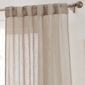 HLC.ME Emily Faux Linen Semi Sheer Light Filtering Back Tab Pocket Lightweight Window Curtains Drapery, 2 Panels - 1 of 4