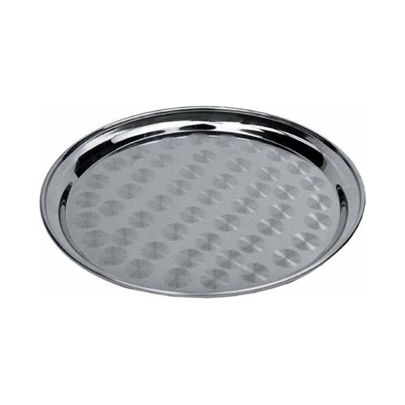 Winco Serving Tray with Swirl Pattern, Stainless Steel, Round, 2 of 4