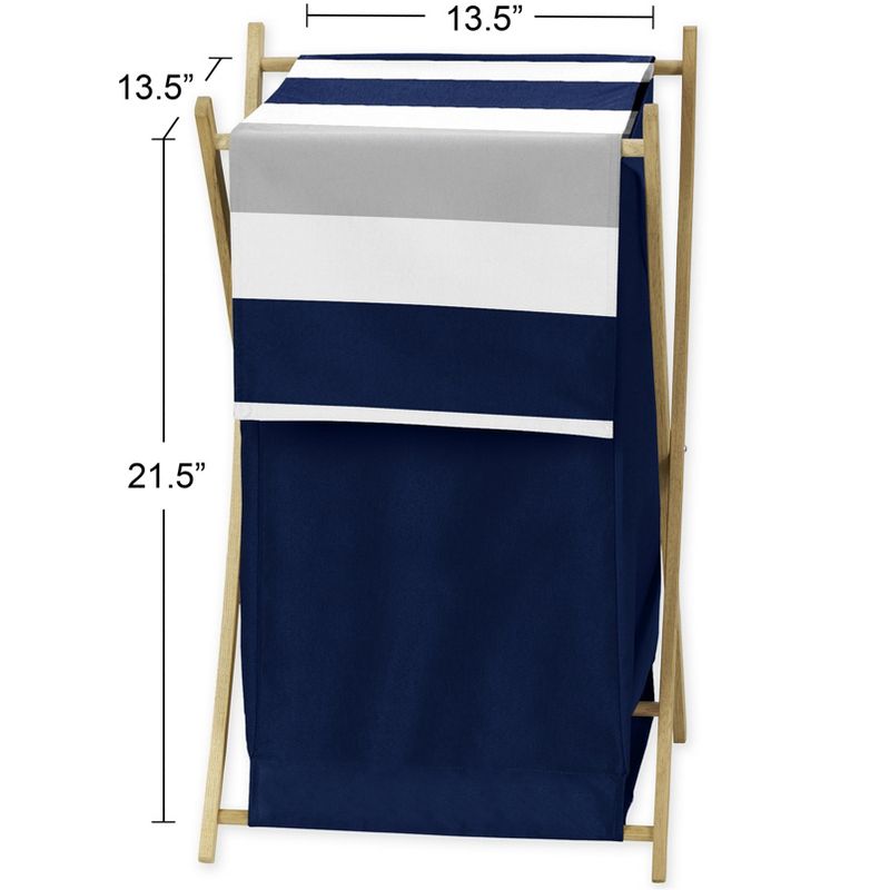 Sweet Jojo Designs Boy or Girl Gender Neutral Unisex Laundry Hamper Stripe Blue and Grey, 5 of 7
