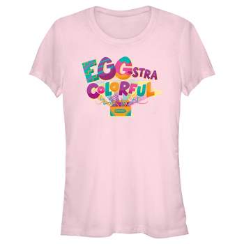 Junior's Women Crayola Easter Egg-Stra Colorful T-Shirt - Light Pink - X Large