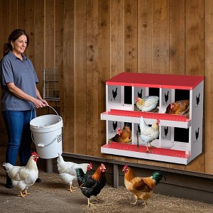 Nesting Boxes for Chickens, Metal Roll Out Laying Nest Box with Perch, Secure Lid Wall Mount or Free Standing - 1 of 4