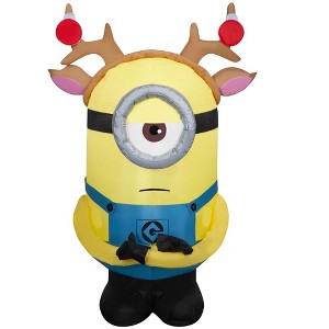 Gemmy Despicable Me 3.5-ft Lighted Minion Stuart Dressed as a Reindeer - 1 of 3