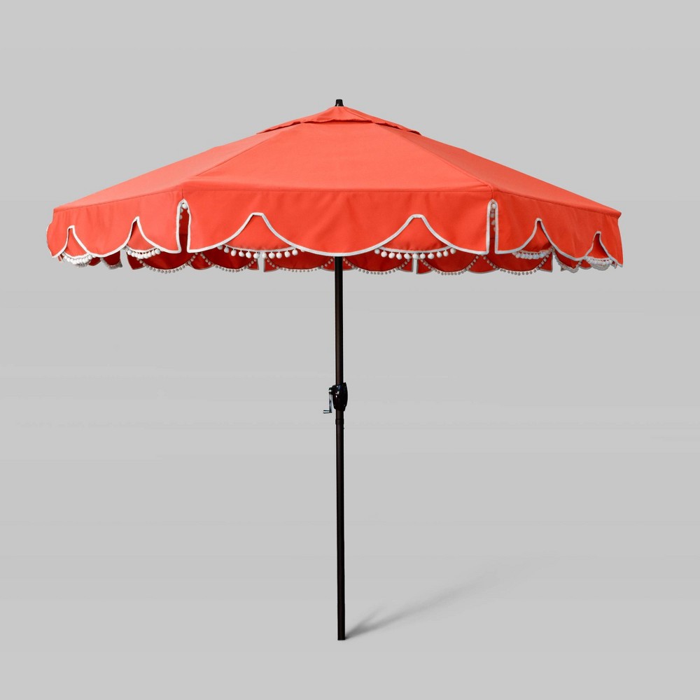 Photos - Parasol 9' x 9' Sunbrella Casa Series Patio Umbrella with Auto Tilt Melon Orange 