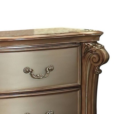 Vendome Antique Gold Patina and Bone Two-Drawer Nightstand