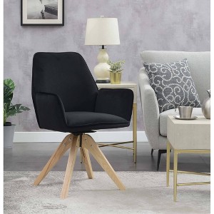 Take a Seat Miranda Swivel Accent Chair: Black Velvet, 360-Degree Movement - Breighton Home - 1 of 4