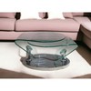 HomeRoots 30" Clear And Silver Glass And Metal Oval Abstract Coffee Table - 2 of 4