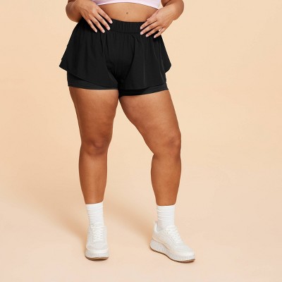 Blogilates Women's Ruffle Woven Mid-Rise Shorts