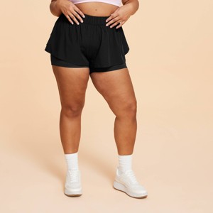 Blogilates Women's Ruffle Woven Mid-Rise Shorts - 1 of 4