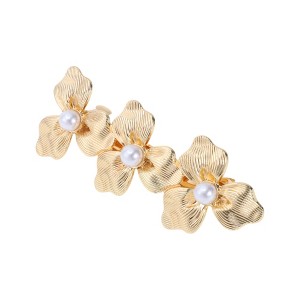 Unique Bargains Grace Flower Hair Clips Gold Tone 1 Pc - 1 of 4