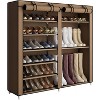 COZONY 9-Tier Double Row Shoe Rack with Dustproof Cover, Freestanding Shoe Storage Cabinet Organizer for Closet Entryway, Brown - 4 of 4