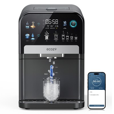 ecozy Nugget Ice Maker Dispenser, Smart 2-in-1 Pebble Ice Machine Countertop & Water Dispenser with App Control, Self-Cleaning，33Lbs/Day