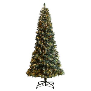Nearly Natural Frosted Tip British Columbia Mountain Pine Artificial Christmas Tree with 400 Clear Lights, Pine Cones and 882 Bendable Branches - 1 of 4