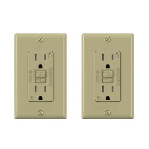 ELEGRP GFCI Outlet,15A Self-Test GFCI Electrical Outlet, Tamper Resistant Receptacle with Wall Plate, UL Listed, Ivory 2PC - 1 of 1
