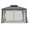 Hardtop Outdoor Gazebo 10 ft. x 12 ft. Grey Heavy Duty Mosquito Net Gazebo - 3 of 4