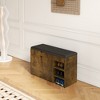 Vynxaria Black Brown Shoe Bench with Soft Cushion and Hidden Storage - 3 of 4