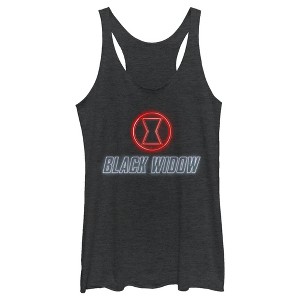 Women's Marvel Black Widow Neon Hourglass Racerback Tank Top - 1 of 3