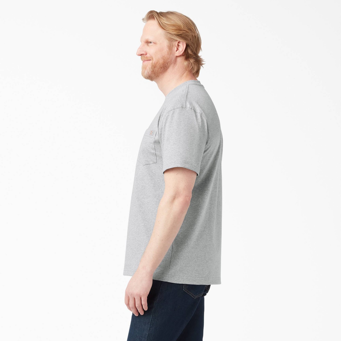 Мужская футболка Dickies Short Sleeve Relaxed Fit Pocket T-Shirt - Gray XL: Heavyweight Cotton-Polyester Crew Neck, цвет: Серый — фото 2