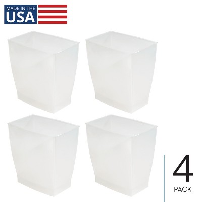 mDesign Small Rectangular Bathroom Trash Cans - Set of 4 - Frost - Made in USA