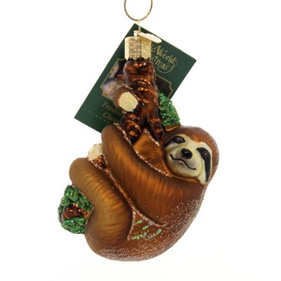 Old World Christmas 3.75" Sloth Ornament Tree-Hugger  -  Tree Ornaments