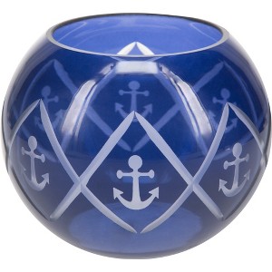 Pavilion Gift Company - Blue Anchor - 5" Round Votive Holder - Candle Holders - 1 of 4
