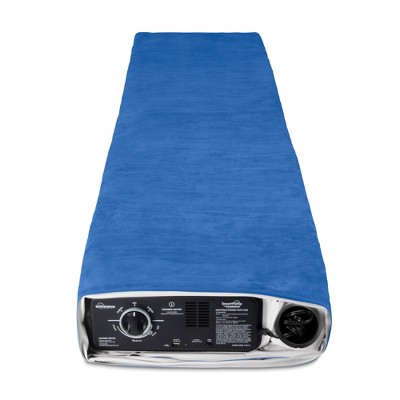 Full Size Blue and White Raised Air Mattress with Pump