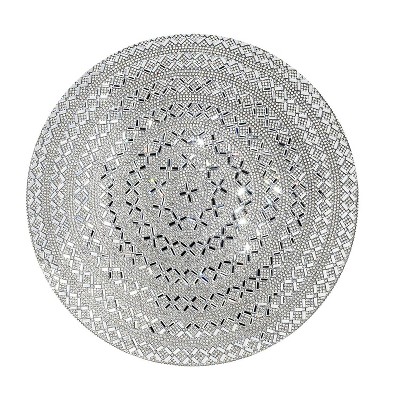 15" Madison Avenue Round Throw Pillow - Sparkles Home: Luxury Geometric Knit, Indoor Polyester Fiber Cushion