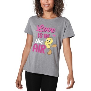 Women's Looney Tunes Valentine's Day Love in in the Air Loose T-Shirt - 1 of 4
