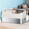 TinyHomie Stainless Steel Litter Box with High Side, Scoop for Big Cats Light Gray - 4 of 4