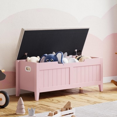 Storage Bench, 39.4” Wooden Chest Storage Box with 2 Safety Hinges, Entryway Benches