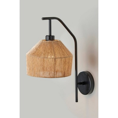Black and Beige Dimmable Wall Sconce with Rope Shade