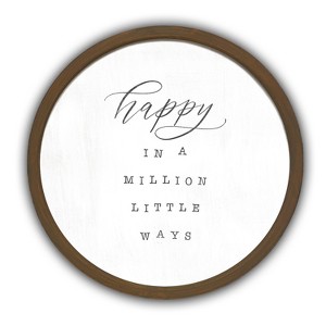 Creative Products Happy in a Million Little Ways 20 x 20 Round Brown Framed Print - 1 of 4