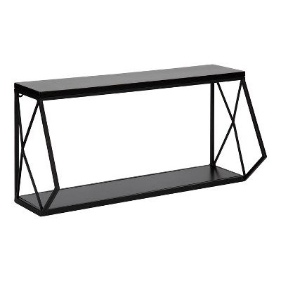 21" x 11" Brost Wood/Metal Wall Shelf Black - Kate & Laurel All Things Decor