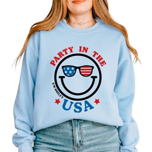 Simply Sage Market S.W.Smiley Party in the USA Smiley Face Sweatshirt - 1 of 4