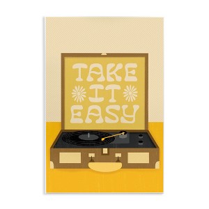 Stupell Industries Take it Easy Motivational Vintage Boho Record Player Wall Plaque Art - 1 of 4