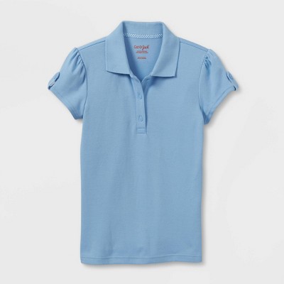 Girls' Short Sleeve Interlock Uniform Polo Shirt - Cat & Jack™ Light Blue