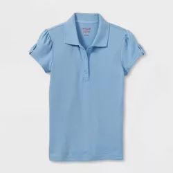Girls' Short Sleeve Interlock Uniform Polo Shirt - Cat & Jack™ Light Blue